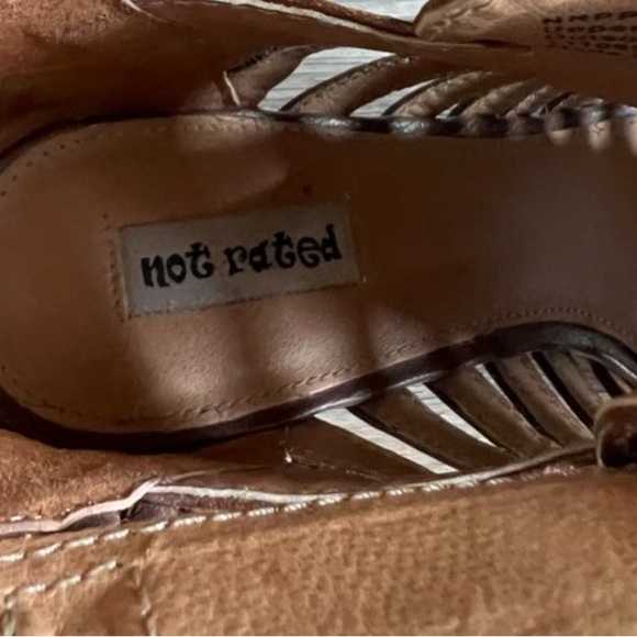 Faux  Leather Brown lace up heel with zipper in back. 2 1/2 “ heel, Size 9 - Picture 6 of 7